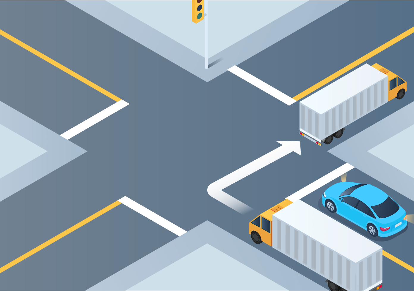 Changing directions - When a bus needs to make a right turn, and you are also turning right, what should you do? 